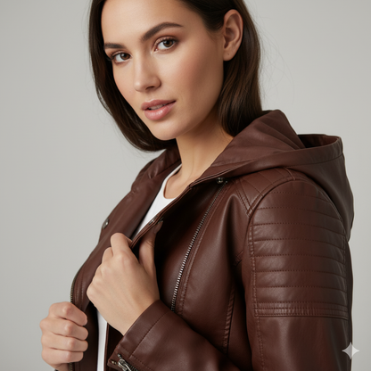 LÉA VESTE BIKER SIMILI-CUIR PREMIUM