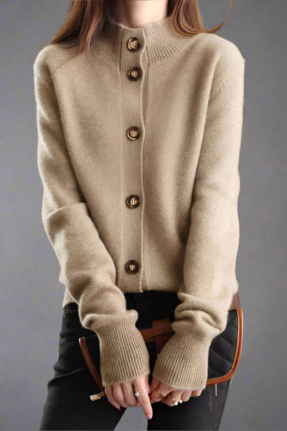 Camille Signature Button Cardigan in Wool &amp; Cashmere