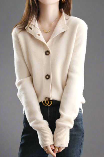 Camille Signature Button Cardigan in Wool &amp; Cashmere