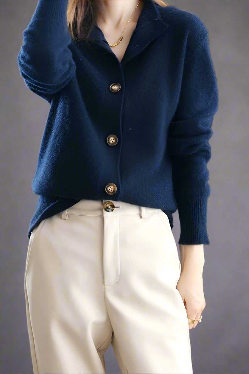 Camille Signature Button Cardigan in Wool &amp; Cashmere