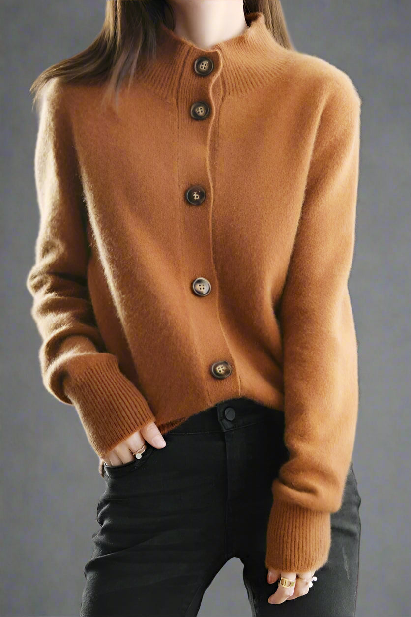 Camille Signature Button Cardigan in Wool &amp; Cashmere