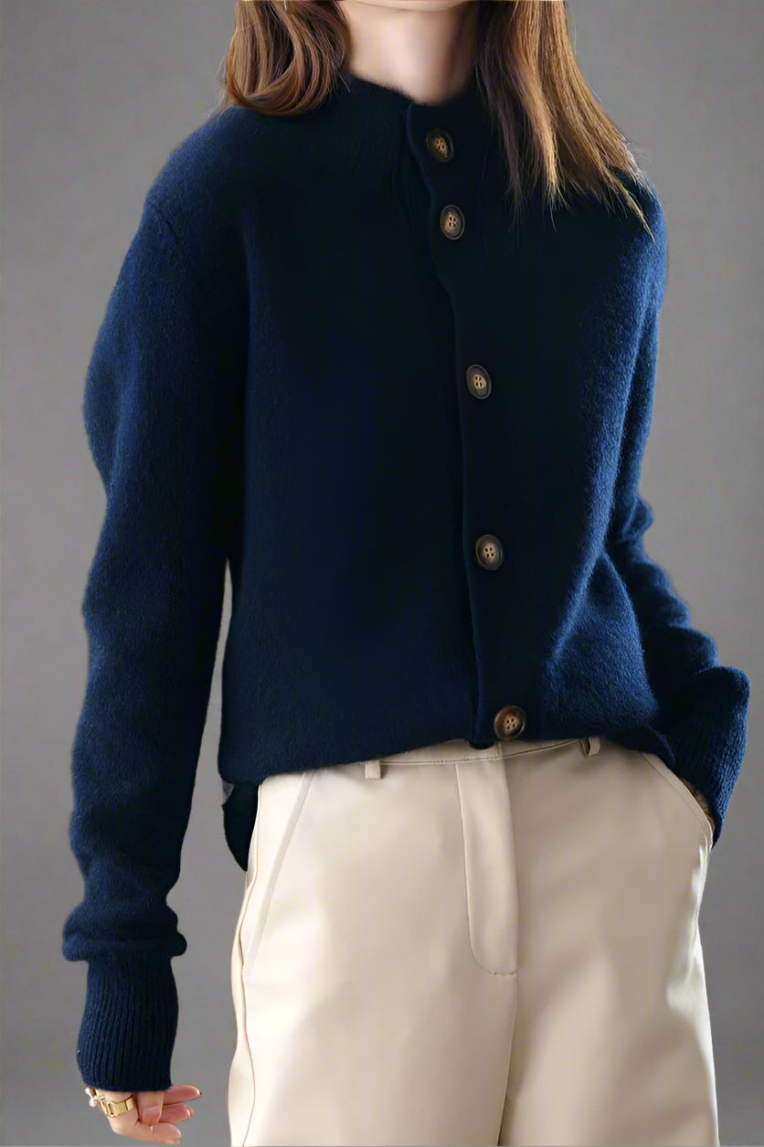 Camille Signature Button Cardigan in Wool &amp; Cashmere