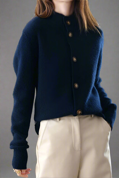Camille Signature Button Cardigan in Wool &amp; Cashmere
