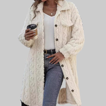 Manteau Long en Peluche – Élégance Décontractée pour Femme