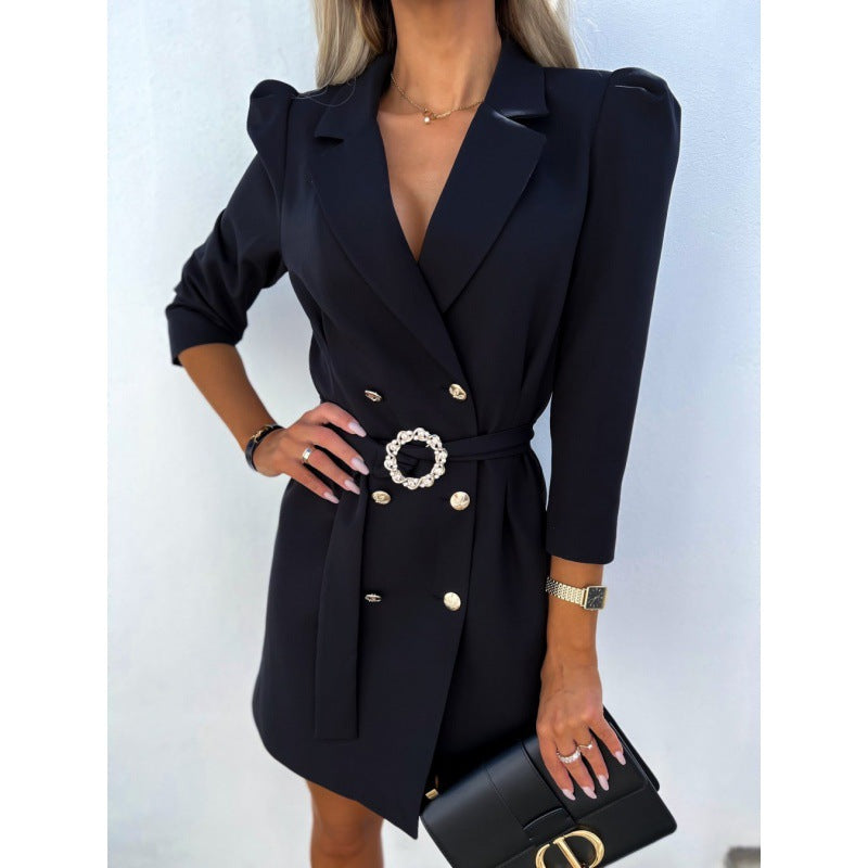 Robe Blazer Élégante Avec Ceinture – Style Tailleur Chic