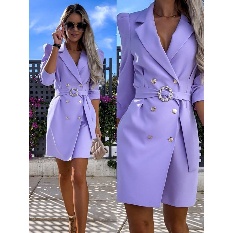Robe Blazer Élégante Avec Ceinture – Style Tailleur Chic