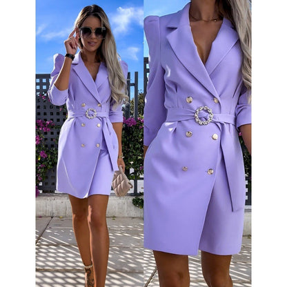 Robe Blazer Élégante Avec Ceinture – Style Tailleur Chic