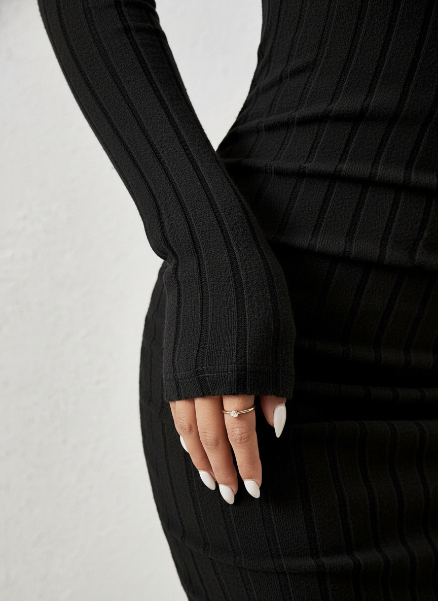 Clara Elegant Knitted High Neck Streetwear Dress