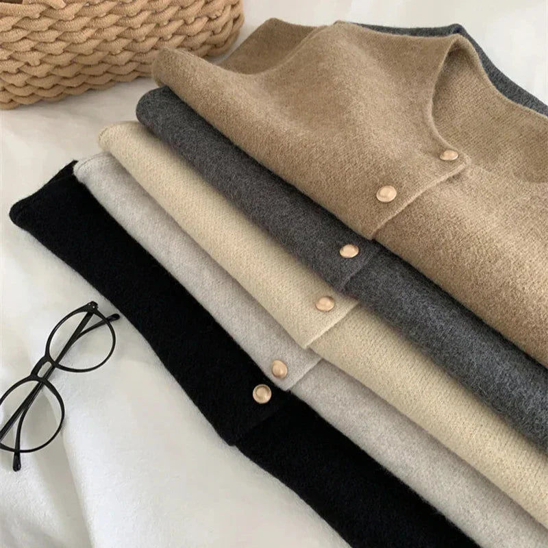 Clara Sleeveless Vest, Soft Knit with Buttons