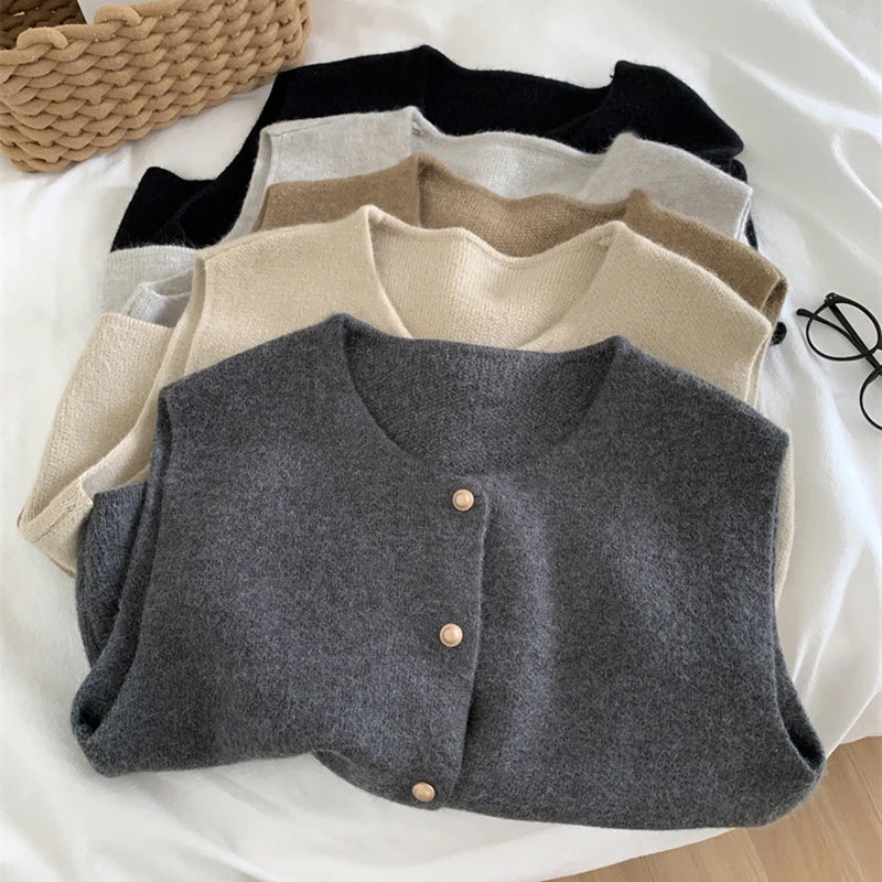 Clara Sleeveless Vest, Soft Knit with Buttons