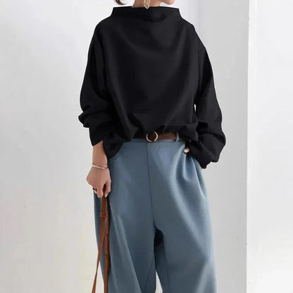 Emma Comfortable High Neck Cotton Sweatshirt