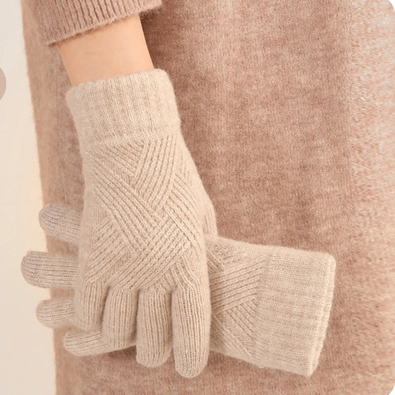 Lena Diamond Knit Cashmere Gloves