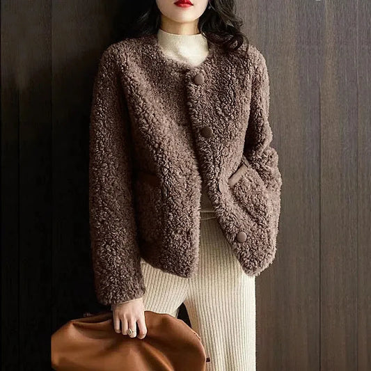 Emma Cozy Winter Coat in Faux Sheepskin