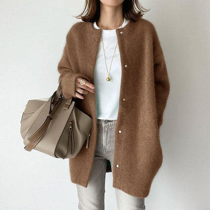 Elise cardigan in soft wool and luxurious suede