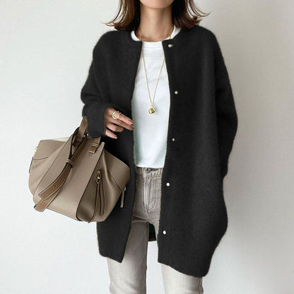 Elise cardigan in soft wool and luxurious suede