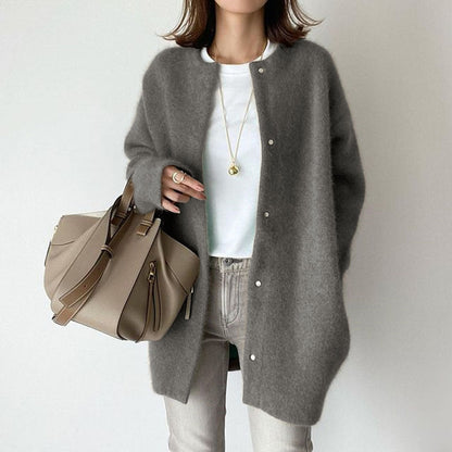 Elise cardigan in soft wool and luxurious suede