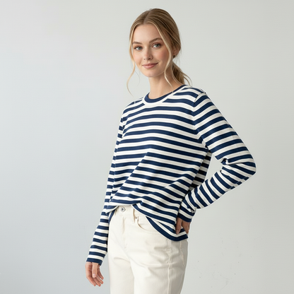 Sophie Elegant Striped Long-Sleeved Shirt