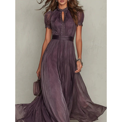 VIOLETTE™ ROBE LONGUE EN MOUSSELINE & DENTELLE