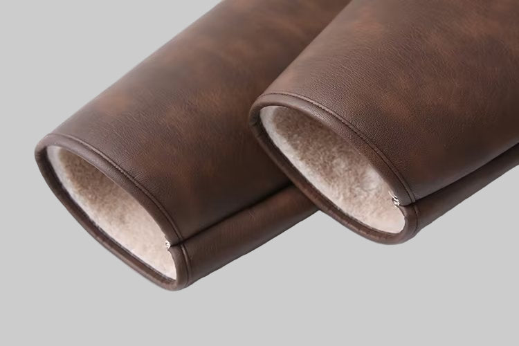 Manteau Élégance Cachemire en Cuir avec Col en Fourrure et Ceinture