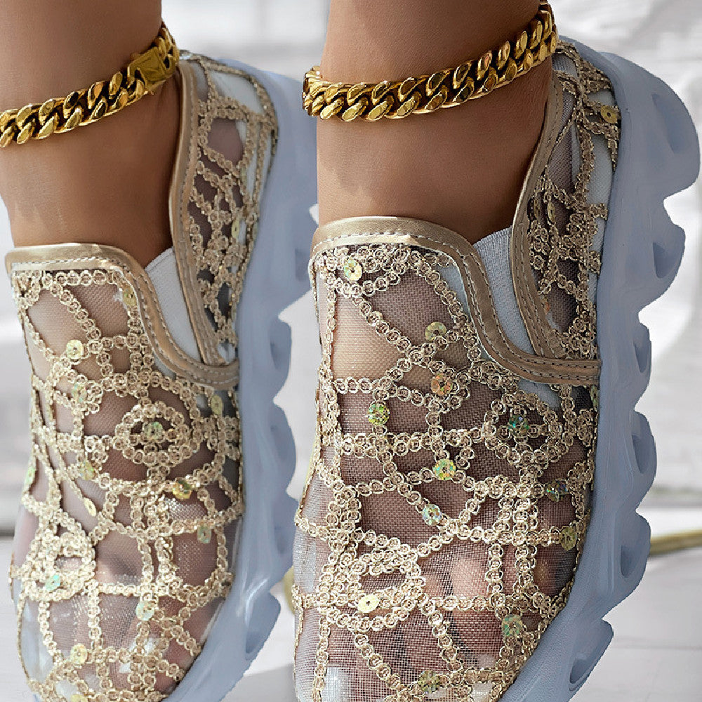 LÉONIE™ BASKETS DENTELLE FLORALE ÉDITION CHIC