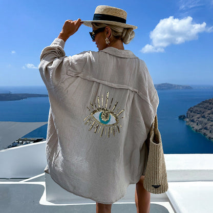 BOMEA – Chemise Bohème Chic à Sequins