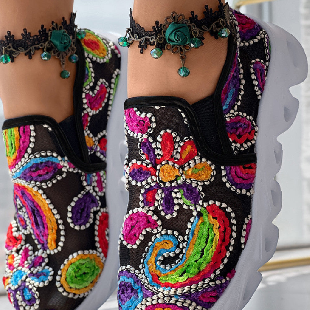 LÉONIE™ BASKETS DENTELLE FLORALE ÉDITION CHIC