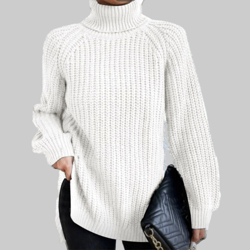 LÉNA PULL COL ROULÉ MAILLES CÔTELÉES