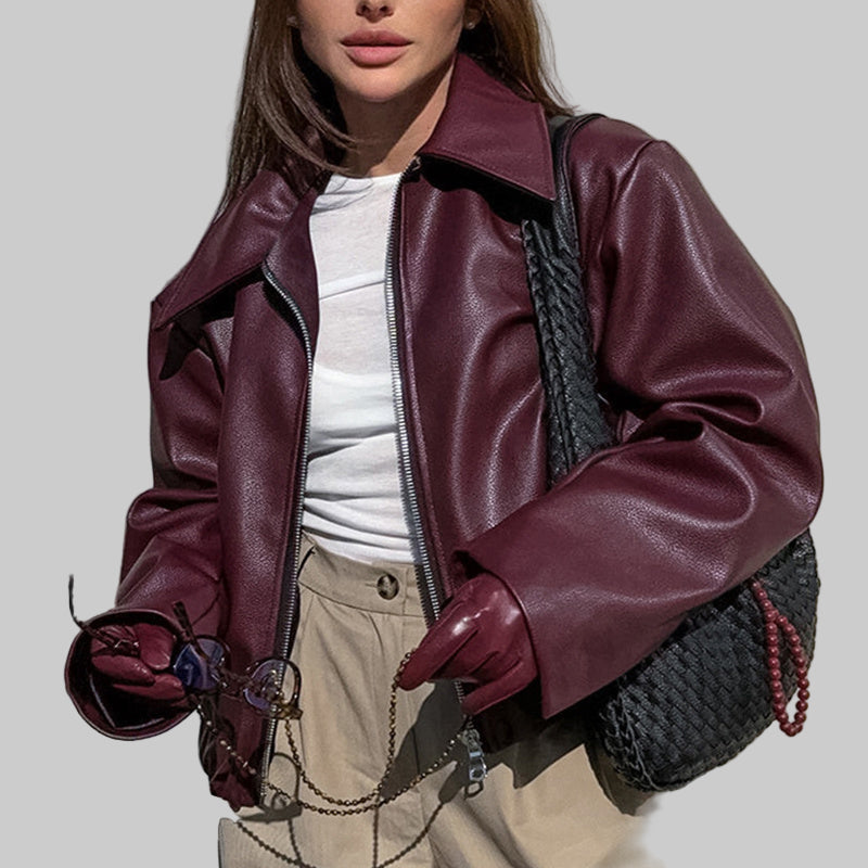 INÈS VESTE ZIPPÉE SMILI CUIR LUXE