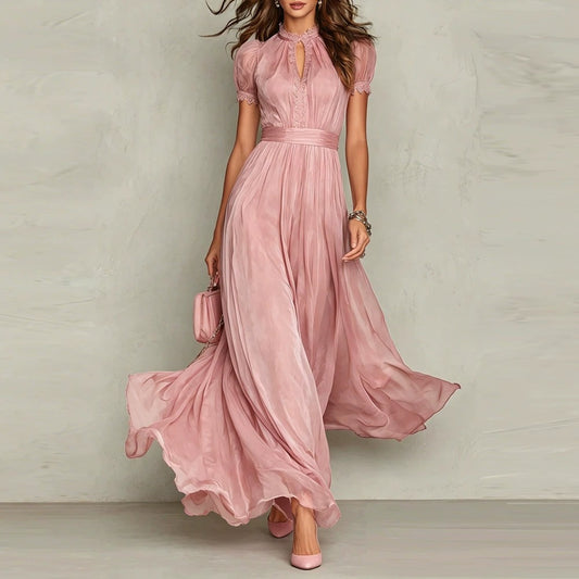 VIOLETTE™ ROBE LONGUE EN MOUSSELINE & DENTELLE