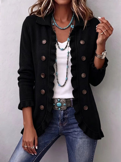 CAMILLE™ CARDIGAN EN MAILLE À VOLANTS