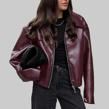 INÈS VESTE ZIPPÉE SMILI CUIR LUXE