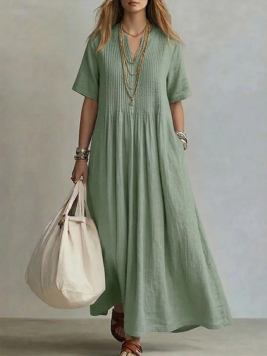 ÉLÉA™ ROBE LONGUE PLISSÉE EN COTON & LIN