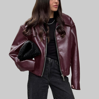 INÈS VESTE ZIPPÉE SMILI CUIR LUXE