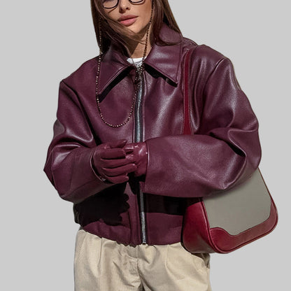 INÈS VESTE ZIPPÉE SMILI CUIR LUXE