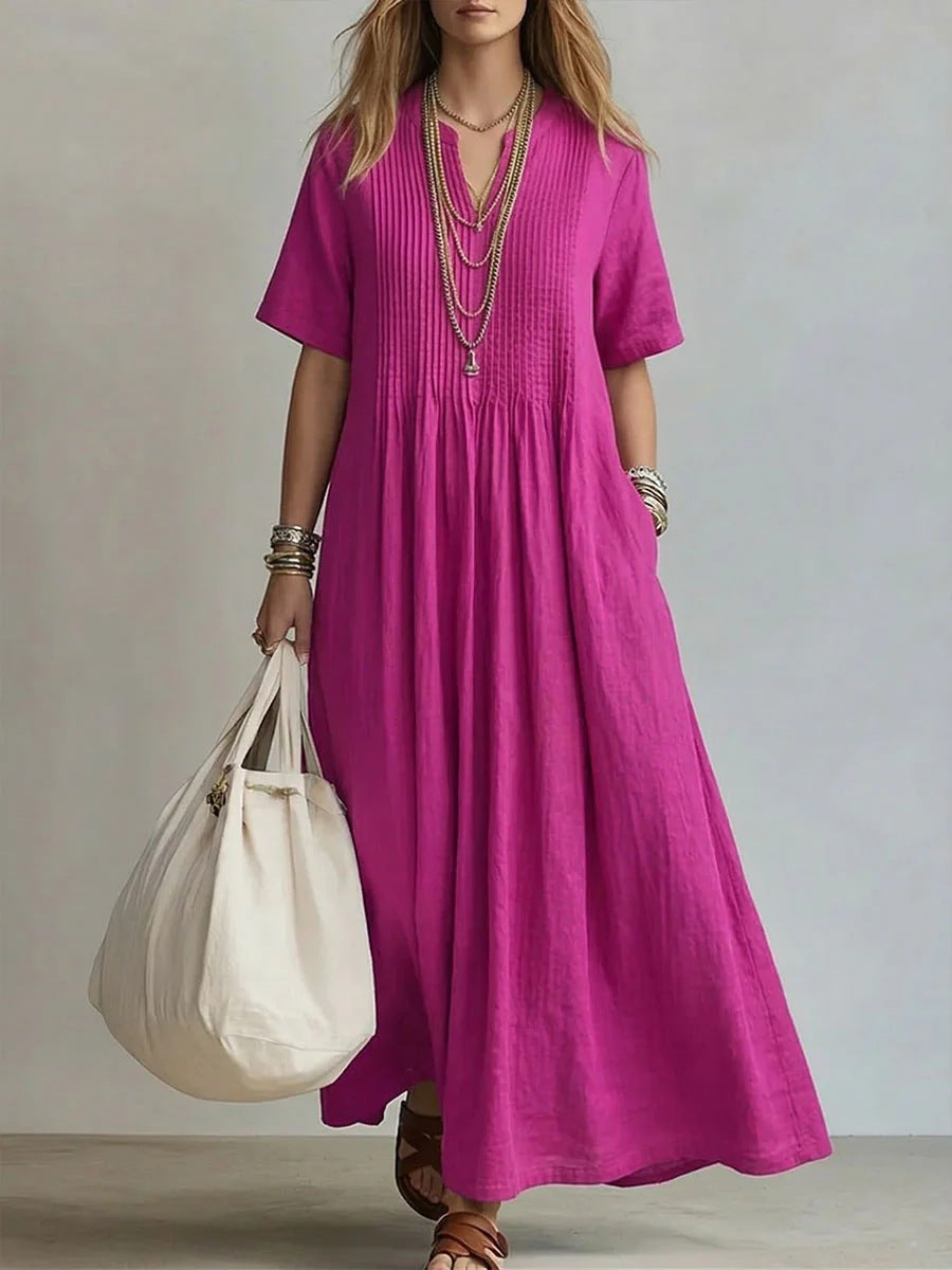 ÉLÉA™ ROBE LONGUE PLISSÉE EN COTON & LIN