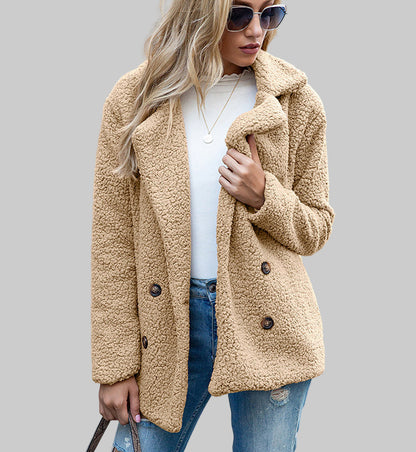 FLUFFY MANTEAU COSY EN PELUCHE LAINE BOUCLÉE