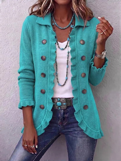 CAMILLE™ CARDIGAN EN MAILLE À VOLANTS
