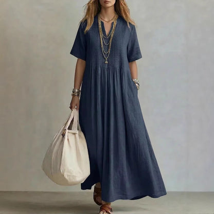 ÉLÉA™ ROBE LONGUE PLISSÉE EN COTON & LIN