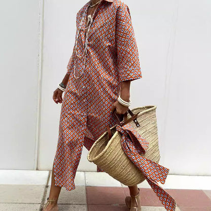 COLEN - ROBE CHEMISE CLASSIQUE RAYÉE À LACETS