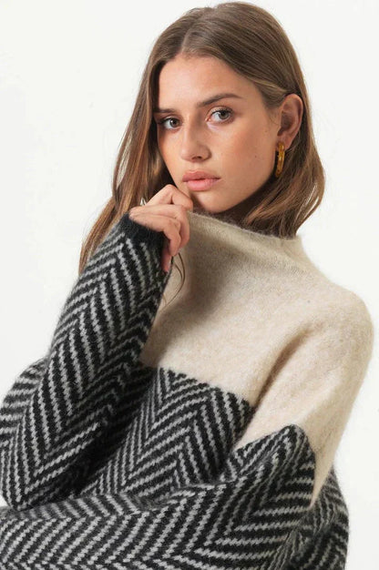 Camille Soft and Structured Chevron Knit Sweater