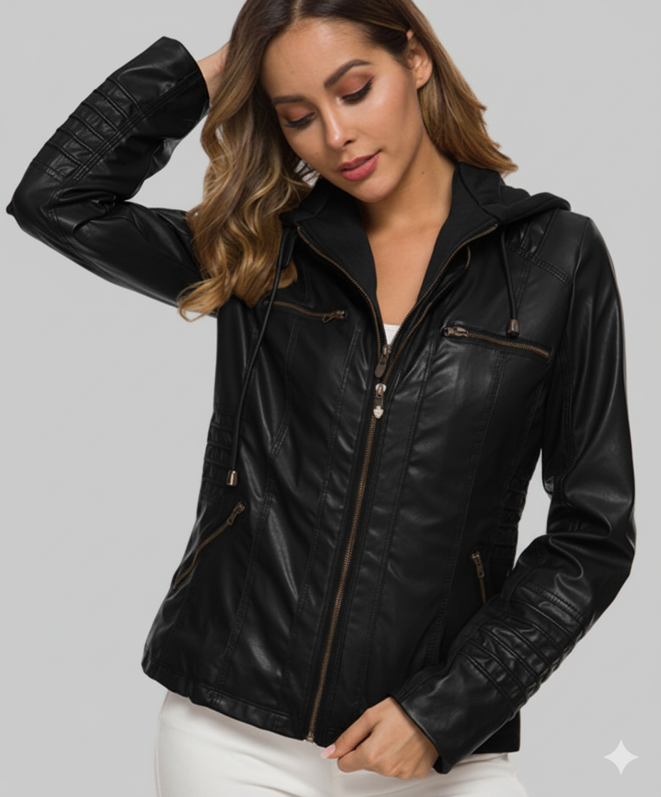 LÉA VESTE BIKER SIMILI-CUIR PREMIUM